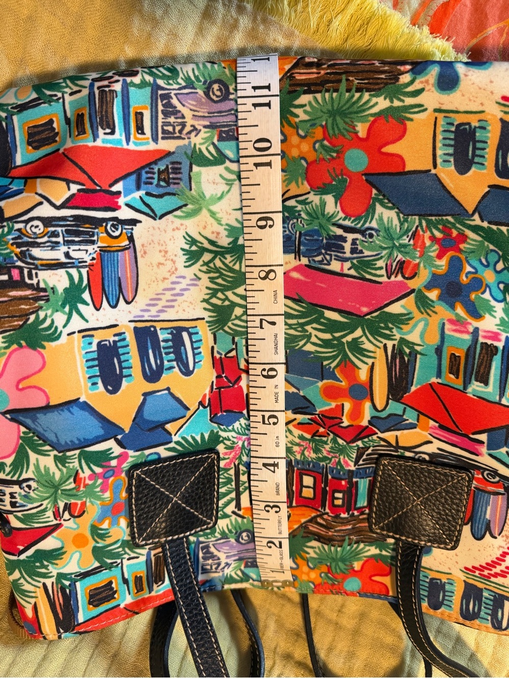 Dooney & Bourke Tropical Island Print Tote Shoulder Bag Colorful Resort Scene - Picture 9 of 16